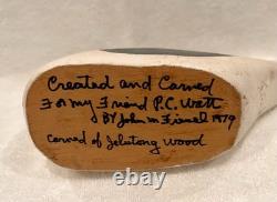 Vintage Wooden Seagull Sculpture Signed John M. Ziniel 1979 Folk Art Bird