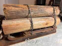 Vintage Yoked Oxen Pulling Logs Folk Art Hand Carved Claude Anible Very Nice