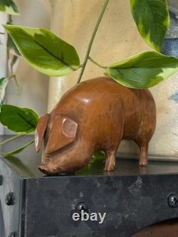 Vintage c1960s Folk Art Attributed East Tennessee Hand Carved Wood Sow Pig CF
