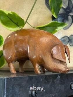 Vintage c1960s Folk Art Attributed East Tennessee Hand Carved Wood Sow Pig CF
