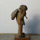 Vintage C. 1940's Swedish Carved Wood Hobo With Satchel Folk Art Carving
