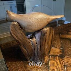 Vintage carver EVELYN YONKIN Folk Art Carved Wood BIRD Old Pine & Butternut Wood