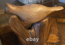 Vintage carver EVELYN YONKIN Folk Art Carved Wood BIRD Old Pine & Butternut Wood