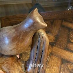 Vintage carver EVELYN YONKIN Folk Art Carved Wood BIRD Old Pine & Butternut Wood