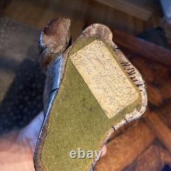 Vintage carver EVELYN YONKIN Folk Art Carved Wood BIRD Old Pine & Butternut Wood