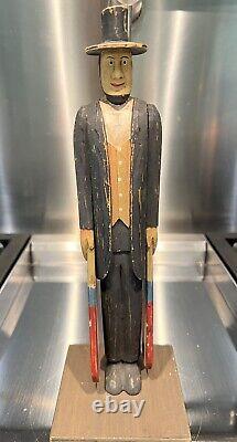 Vintage folk art Wooden Hand Carved/painted Patriotic Abe Whirligig