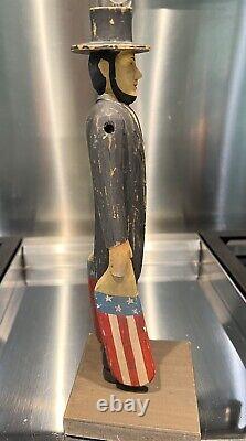 Vintage folk art Wooden Hand Carved/painted Patriotic Abe Whirligig