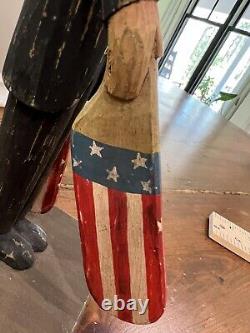 Vintage folk art Wooden Hand Carved/painted Patriotic Abe Whirligig