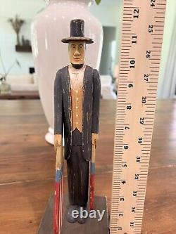 Vintage folk art Wooden Hand Carved/painted Patriotic Abe Whirligig