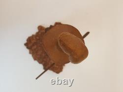 Vintage folk art hand carved wood sculpture old moonshiner man whiskey gun KK 88