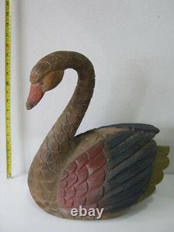 Vintage folk art large hand carved & painted goose