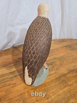 Vintage hand carved wood Folk Art bald eagle bird sculpture statue