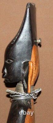 Vintage hand carving wood African woman folk statuette