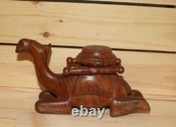 Vintage hand carving wood camel figurine