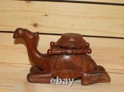 Vintage hand carving wood camel figurine
