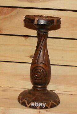 Vintage hand carving wood candle holder