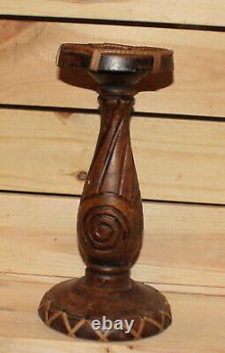 Vintage hand carving wood candle holder