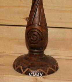 Vintage hand carving wood candle holder