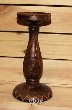 Vintage hand carving wood candle holder