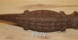 Vintage hand carving wood crocodile figurine
