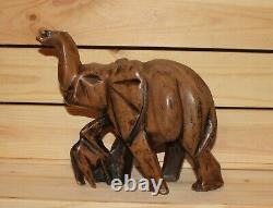 Vintage hand carving wood elephant figurine