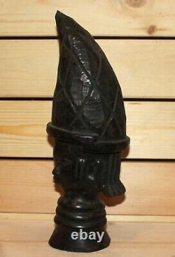 Vintage hand carving wood man with hat statuette