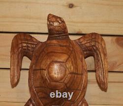 Vintage hand carving wood turtle figurine