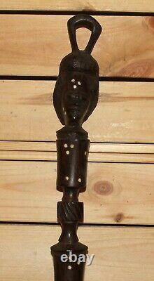 Vintage hand carving wood wall hanging fork figurine