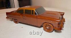 Vintage handmade carved mahogany folk art Chevrolet scale models cars sculptures