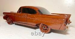 Vintage handmade carved mahogany folk art Chevrolet scale models cars sculptures