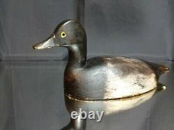 Vintage or Antique Wooden SCAUP Duck Decoy with Glass Eyes Carved Balsa Folk Art