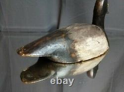 Vintage or Antique Wooden SCAUP Duck Decoy with Glass Eyes Carved Balsa Folk Art