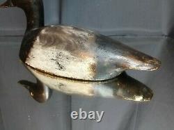 Vintage or Antique Wooden SCAUP Duck Decoy with Glass Eyes Carved Balsa Folk Art