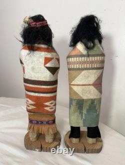 Vintage pair hand carved wood Folk Art Native America Big Mountain skookum doll