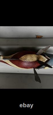 Vintage patriotic painted wooden folk art fish by Robert Allen Francis
