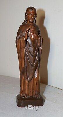 Vintage religious hand carved wood Folk Art Jesus Christ statue sculpture Santos