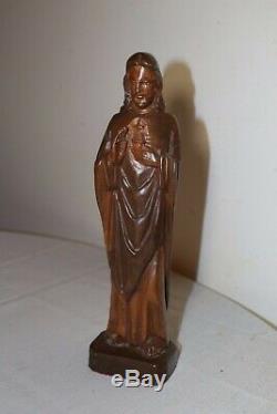 Vintage religious hand carved wood Folk Art Jesus Christ statue sculpture Santos