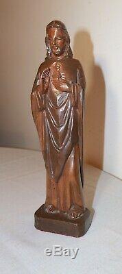 Vintage religious hand carved wood Folk Art Jesus Christ statue sculpture Santos