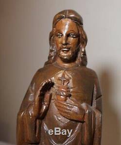 Vintage religious hand carved wood Folk Art Jesus Christ statue sculpture Santos