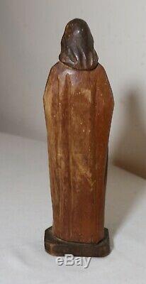 Vintage religious hand carved wood folk art Jesus Christ statue sculpture santos