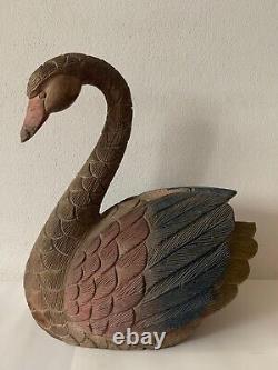 Vintage wood hand carved goose folk art figure