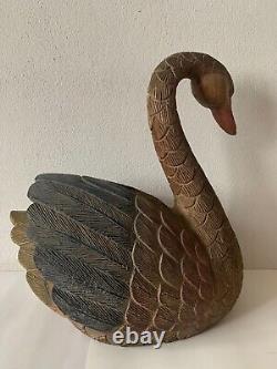 Vintage wood hand carved goose folk art figure