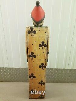 Vintique Circus Carnival Folk Art Wood Hand Carved Clown Tall Cabinet Cupboard