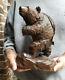 Vnt Signed Folk Art Large Carved Wood Bear Fish Ainu/ Black Forest-style Canada