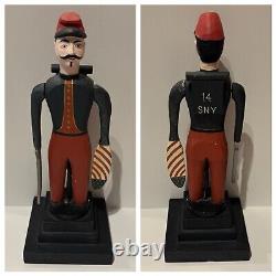 Vntg Folk Art Americana Wood Carved Civil War Army Signalman Soldier Whirligig