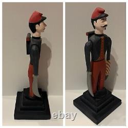 Vntg Folk Art Americana Wood Carved Civil War Army Signalman Soldier Whirligig