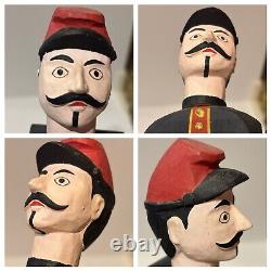 Vntg Folk Art Americana Wood Carved Civil War Army Signalman Soldier Whirligig
