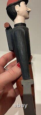Vntg Folk Art Americana Wood Carved Civil War Army Signalman Soldier Whirligig