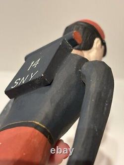 Vntg Folk Art Americana Wood Carved Civil War Army Signalman Soldier Whirligig