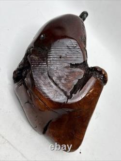 Vntg Hand Carved Burl Wood Duck Sculpture Folk Art Wooden Figurine Rustic Decor